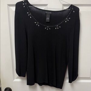Black Embellished Women's Top light sweater Medium